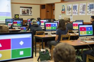 Students play Kahoot in the classroom